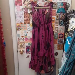 Xhilaration Juniors L Fit M Y2K Empire Waist Ruffle High Low Dress Sheer CoverUp